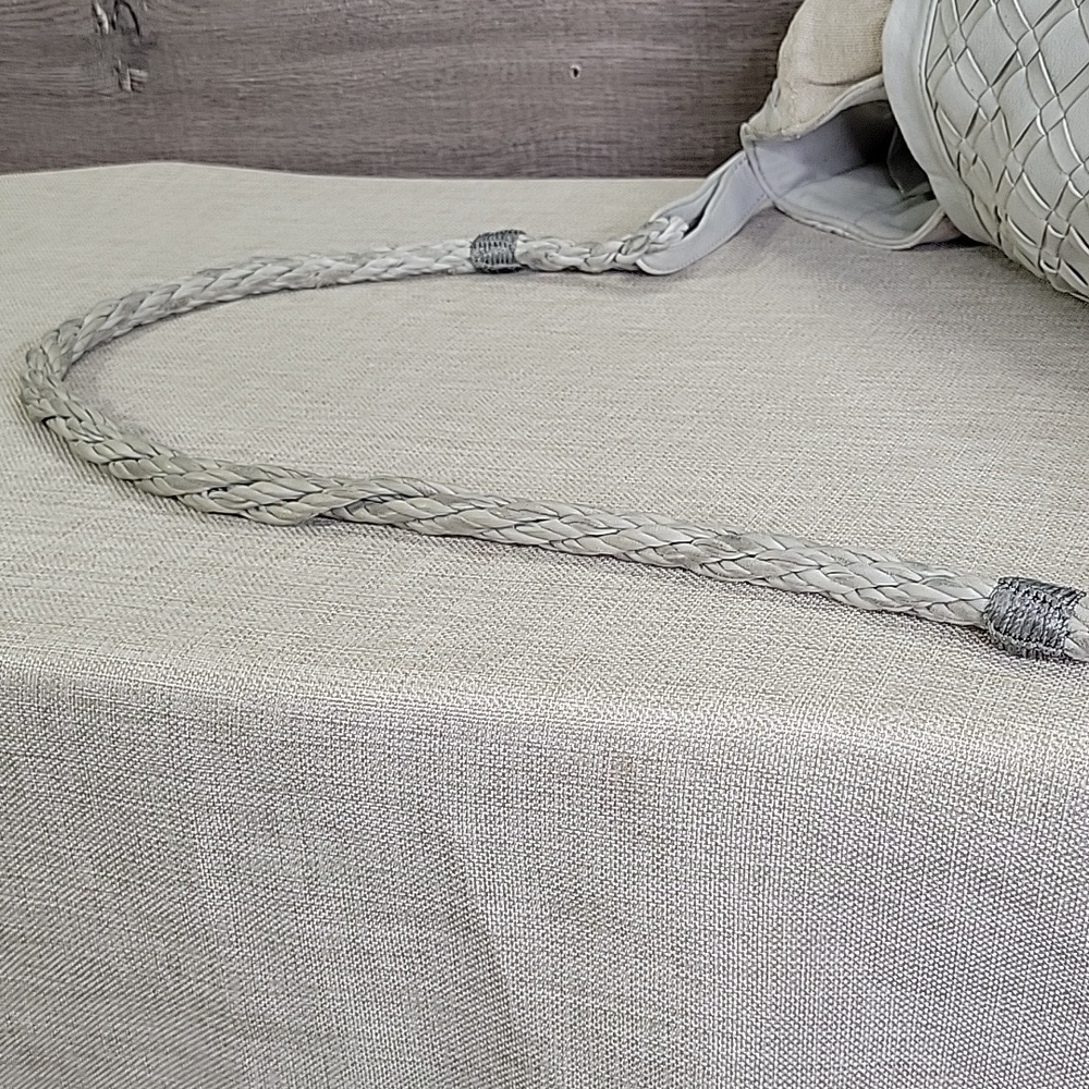Claramonte Taupe Gray Canvas Leather Woven Slouch Shoulder Bag Hobo Handbag - Picture 5 of 13